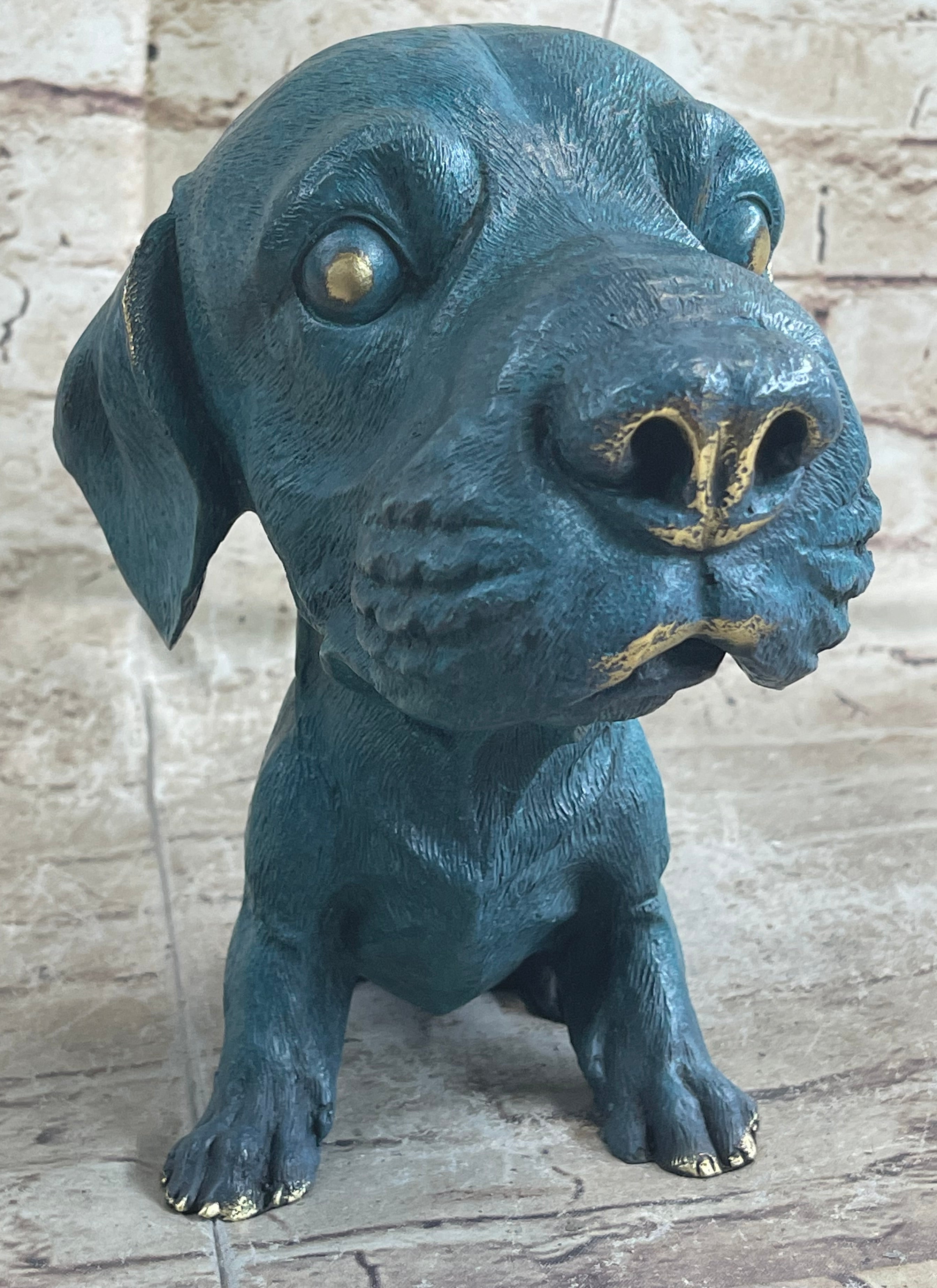 Labrador Retriever Puppy Dog Bronze Metal Bobble Head Figure