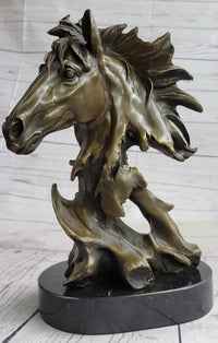Abstract Horse Bust Bronze Sculpture Modern Art 12" x 9"