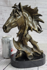 Abstract Horse Bust Bronze Sculpture Modern Art 12" x 9"