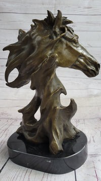 Abstract Horse Bust Bronze Sculpture Modern Art 12" x 9"