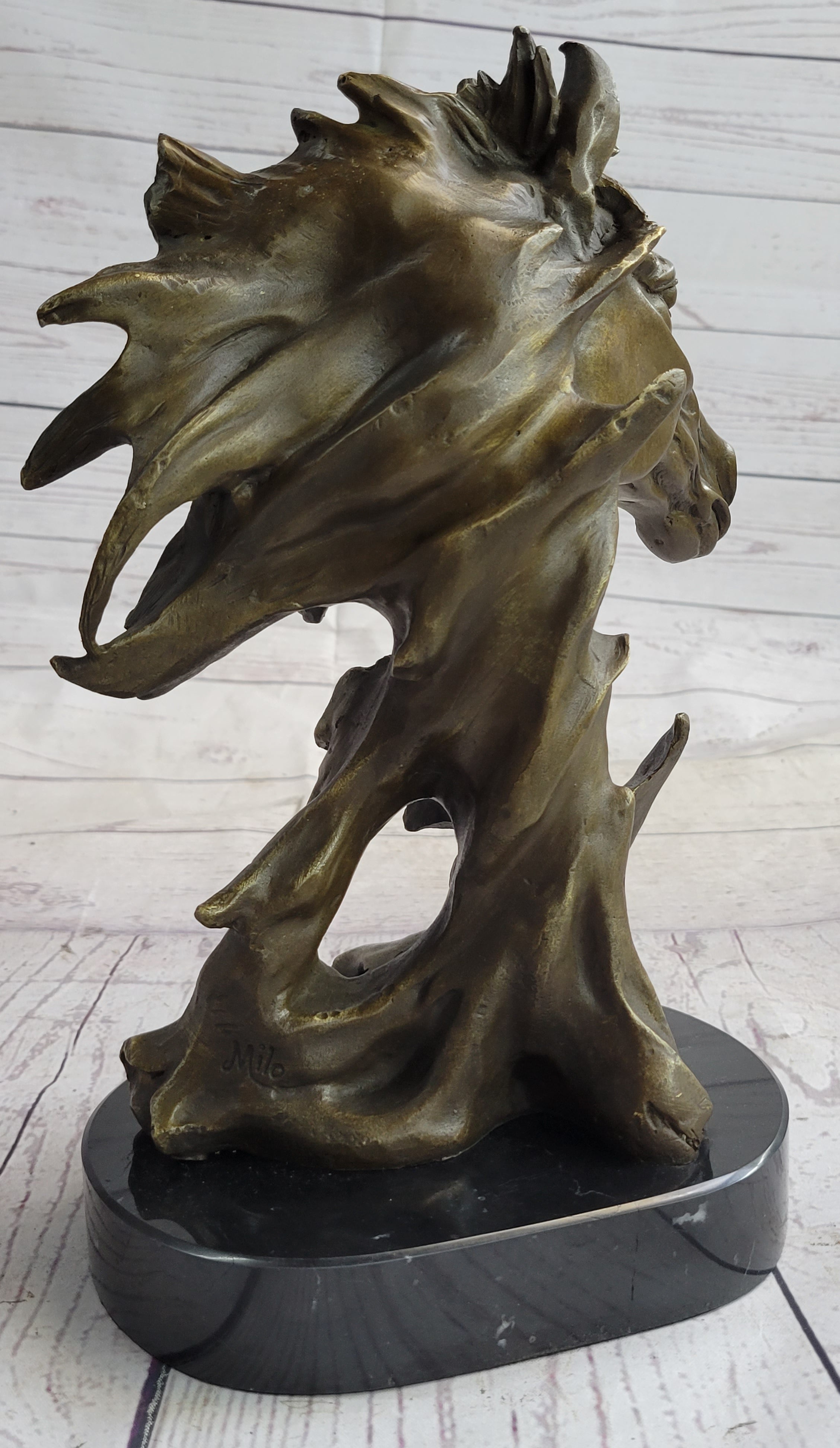 Abstract Horse Bust Bronze Sculpture Modern Art 12" x 9"