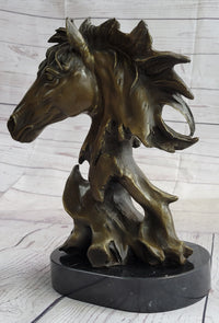 Abstract Horse Bust Bronze Sculpture Modern Art 12" x 9"