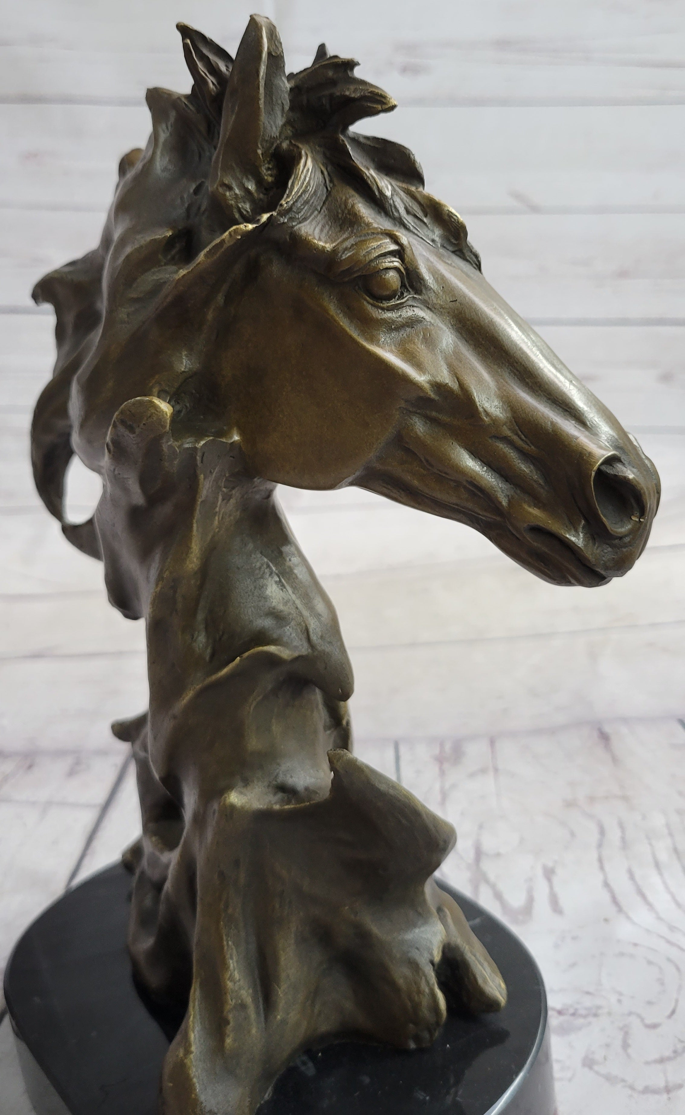 Abstract Horse Bust Bronze Sculpture Modern Art 12" x 9"