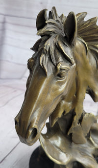 Abstract Horse Bust Bronze Sculpture Modern Art 12" x 9"