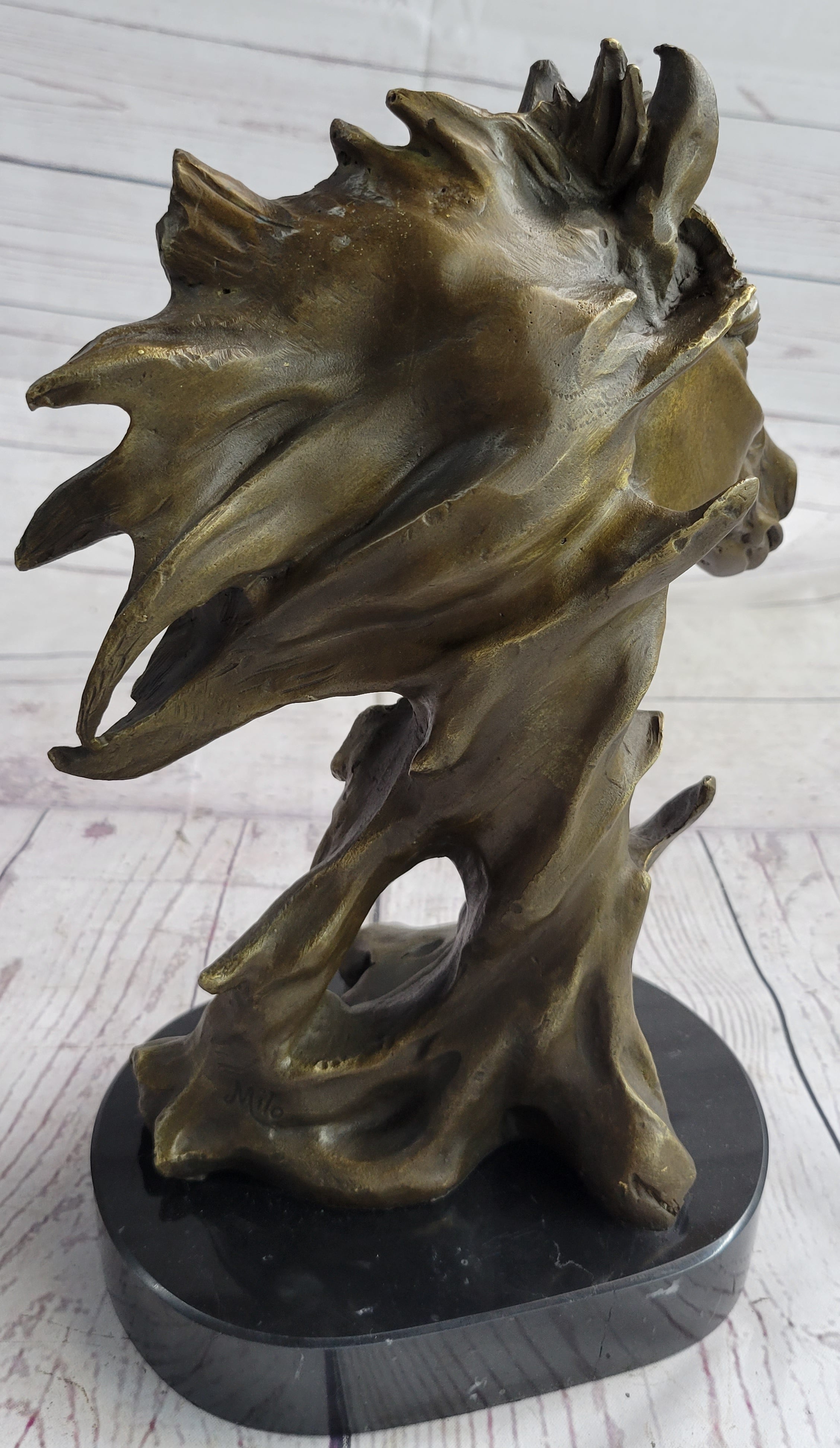 Abstract Horse Bust Bronze Sculpture Modern Art 12" x 9"