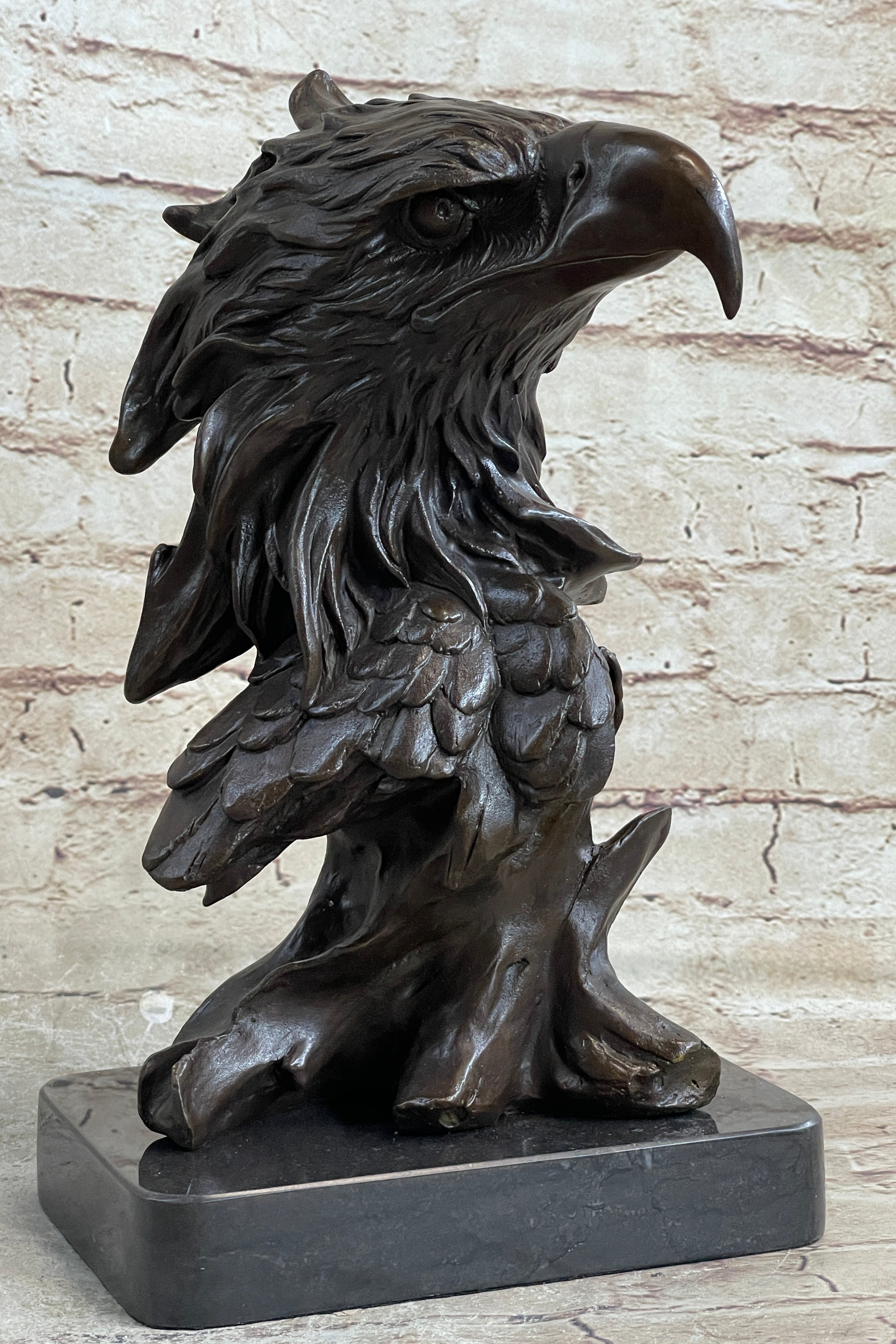 Signed Milo American Eagle On Tree Branch Marble Bronze Sculpture