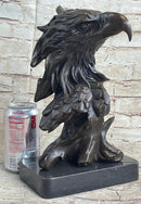 Signed Milo American Eagle On Tree Branch Marble Bronze Sculpture