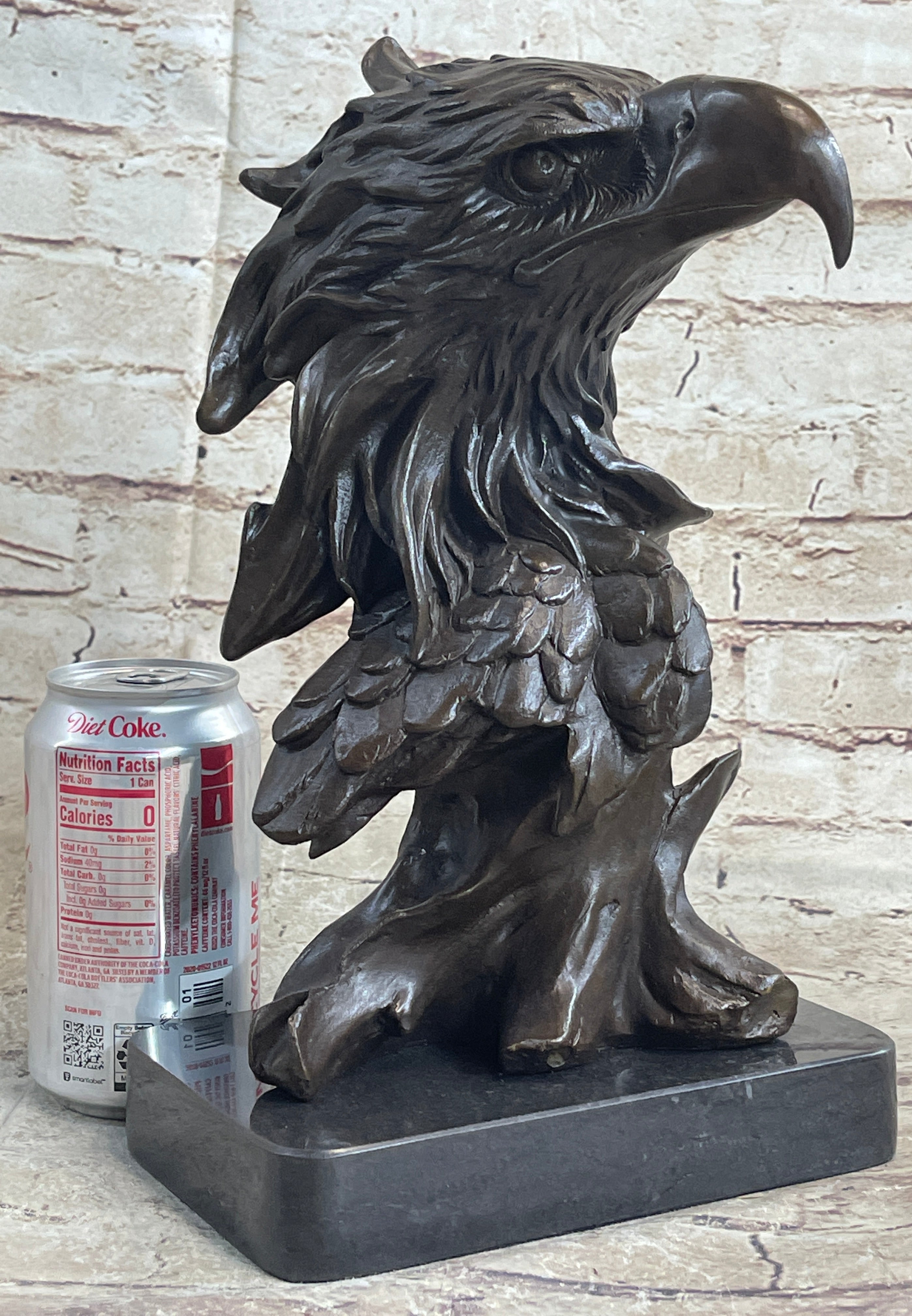 Signed Milo American Eagle On Tree Branch Marble Bronze Sculpture