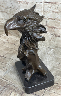 Signed Milo American Eagle On Tree Branch Marble Bronze Sculpture