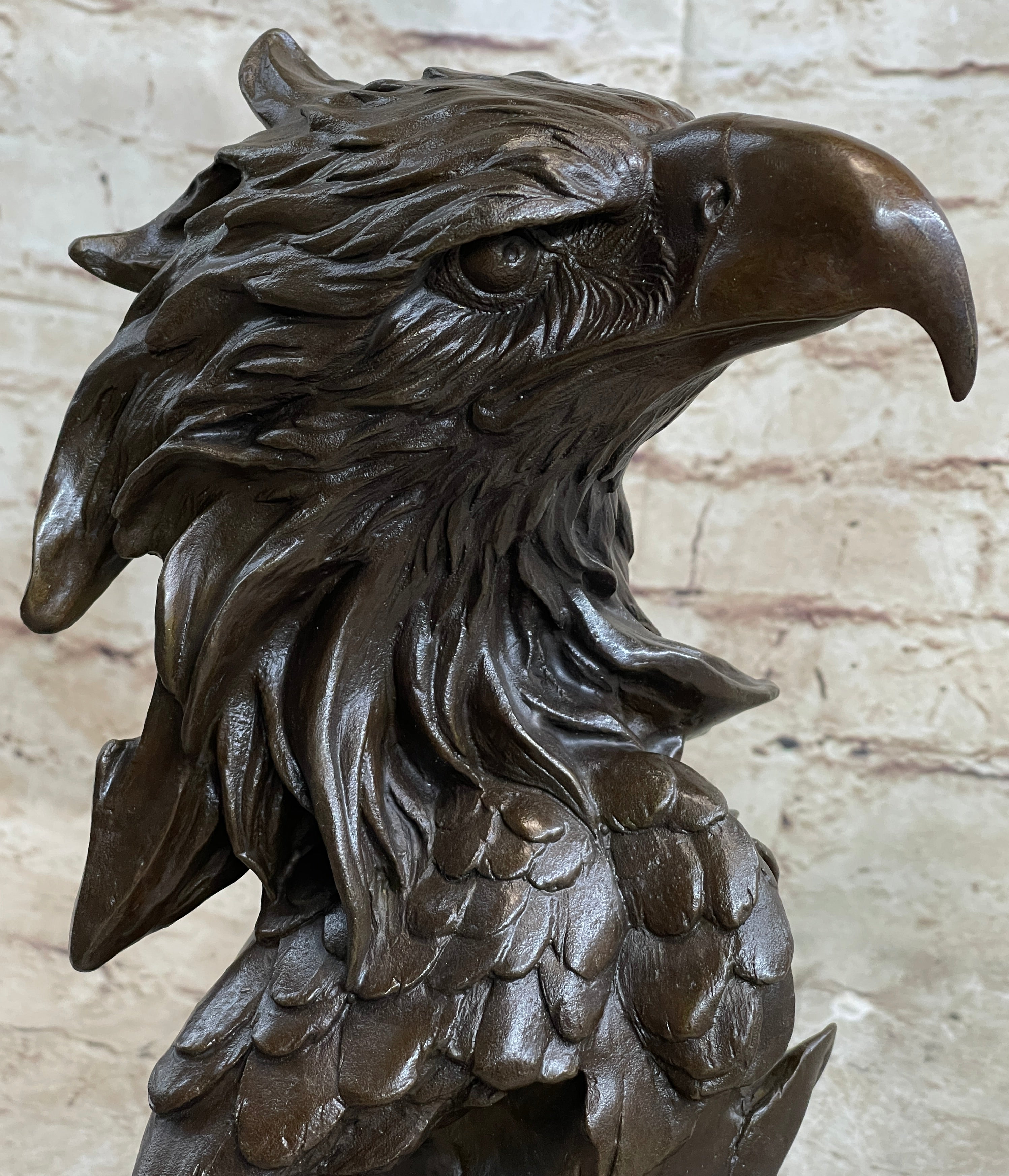 Signed Milo American Eagle On Tree Branch Marble Bronze Sculpture