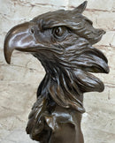 Signed Milo American Eagle On Tree Branch Marble Bronze Sculpture