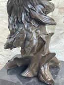 Signed Milo American Eagle On Tree Branch Marble Bronze Sculpture