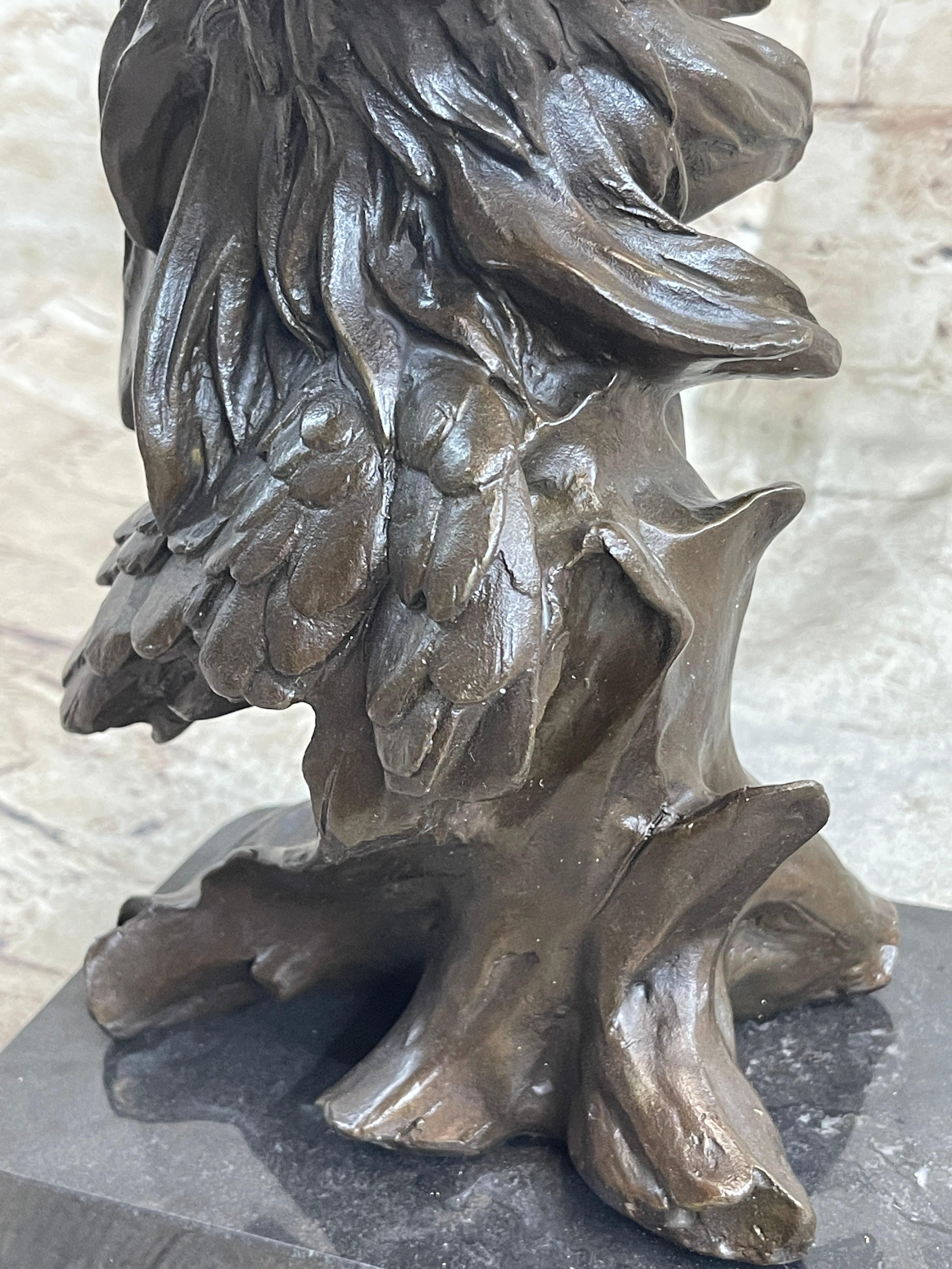 Signed Milo American Eagle On Tree Branch Marble Bronze Sculpture