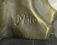 Abstract Bronze Wolf Head Bust Sculpture Signed 12" x 7"