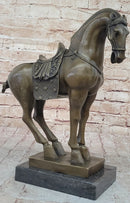 Tang Dynasty Horse Bronze Sculpture 14" x 12" Marble Base