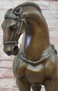 Tang Dynasty Horse Bronze Sculpture 14" x 12" Marble Base