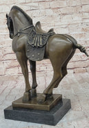 Tang Dynasty Horse Bronze Sculpture 14" x 12" Marble Base