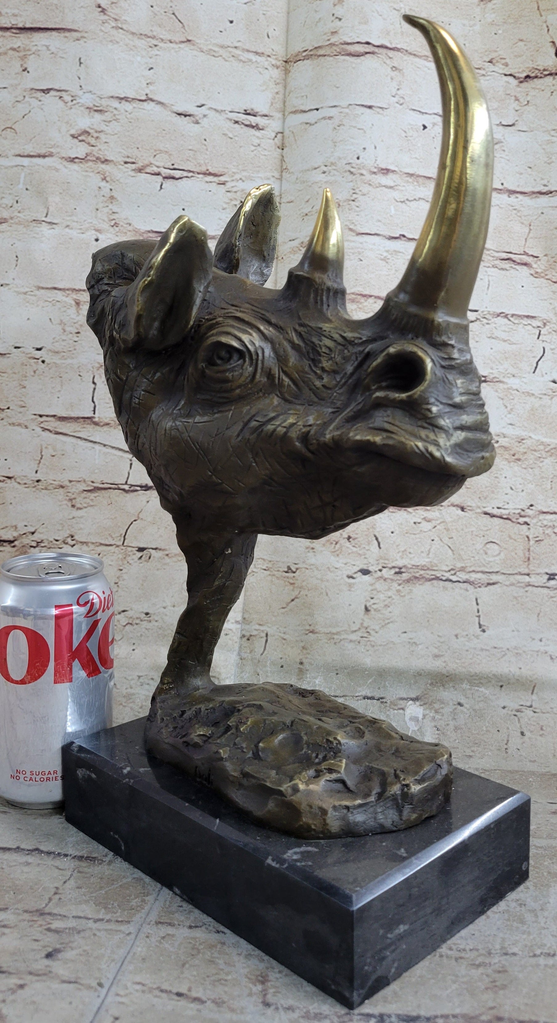 Rhinoceros Rhino Bronze Metal Sculpture Modern Art 14" x 10"