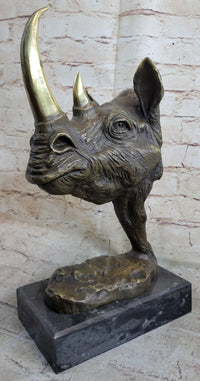 Rhinoceros Rhino Bronze Metal Sculpture Modern Art 14" x 10"