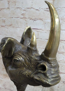 Rhinoceros Rhino Bronze Metal Sculpture Modern Art 14" x 10"