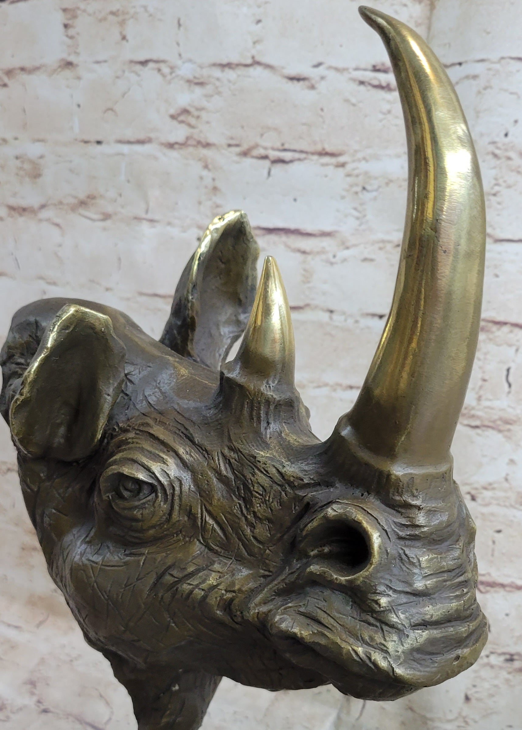 Rhinoceros Rhino Bronze Metal Sculpture Modern Art 14" x 10"