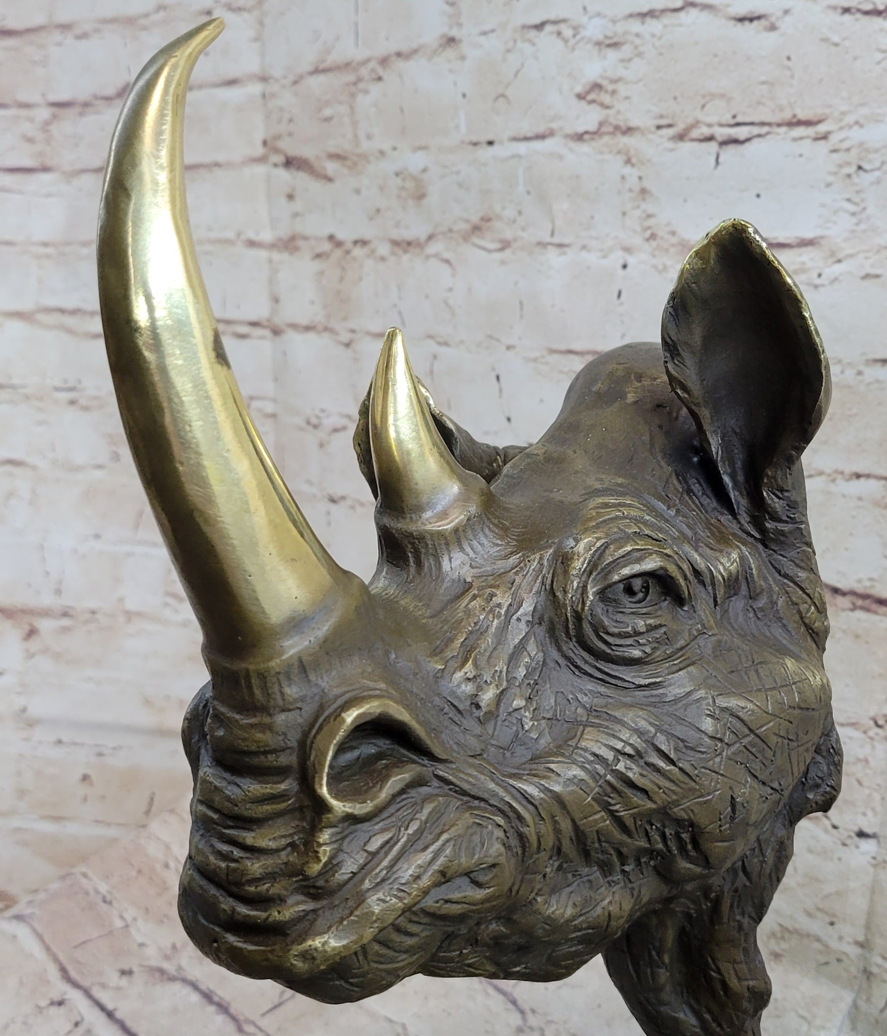 Rhinoceros Rhino Bronze Metal Sculpture Modern Art 14" x 10"