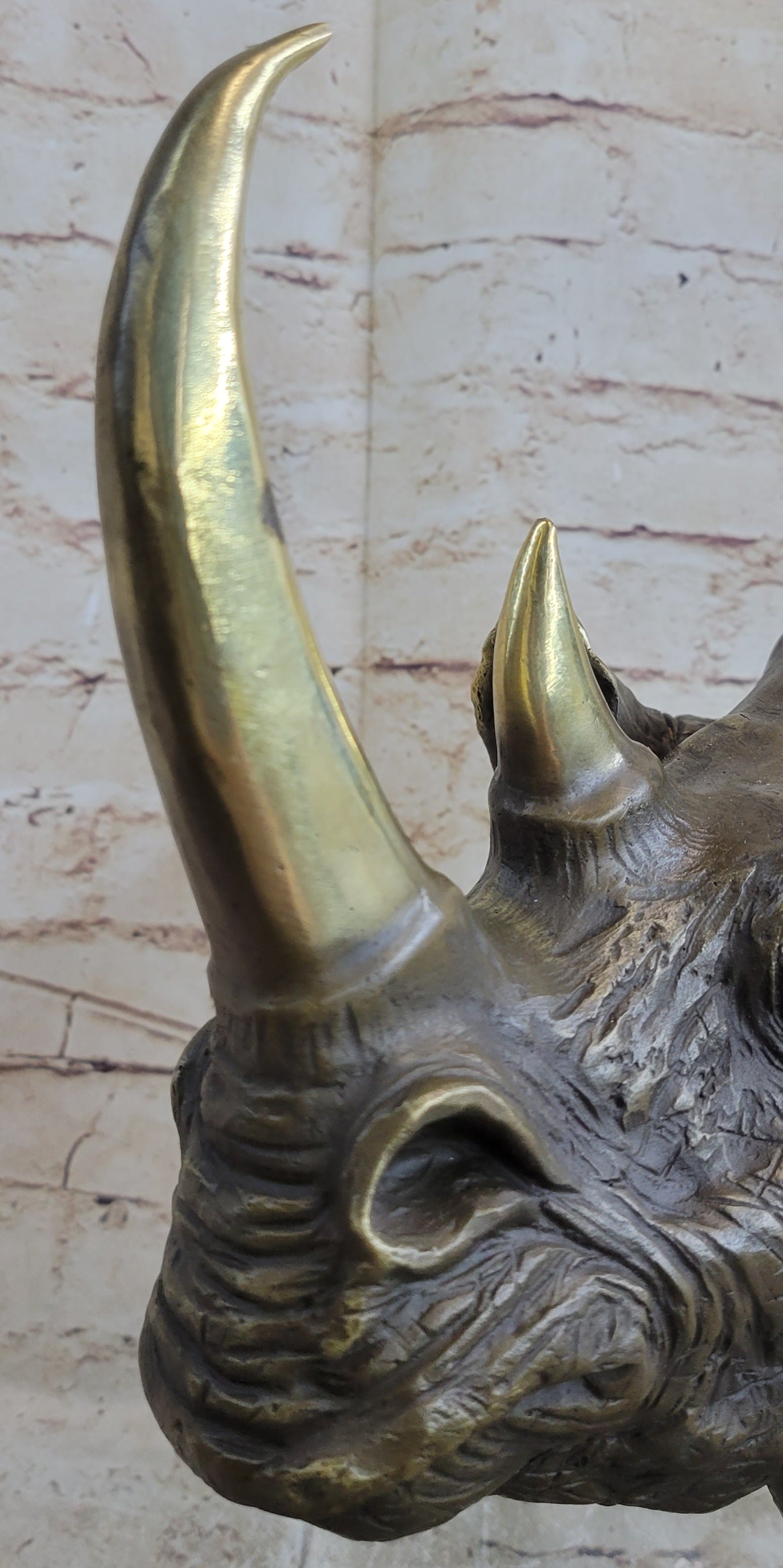 Rhinoceros Rhino Bronze Metal Sculpture Modern Art 14" x 10"