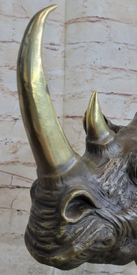 Rhinoceros Rhino Bronze Metal Sculpture Modern Art 14" x 10"