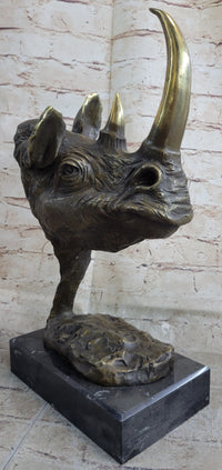 Rhinoceros Rhino Bronze Metal Sculpture Modern Art 14" x 10"