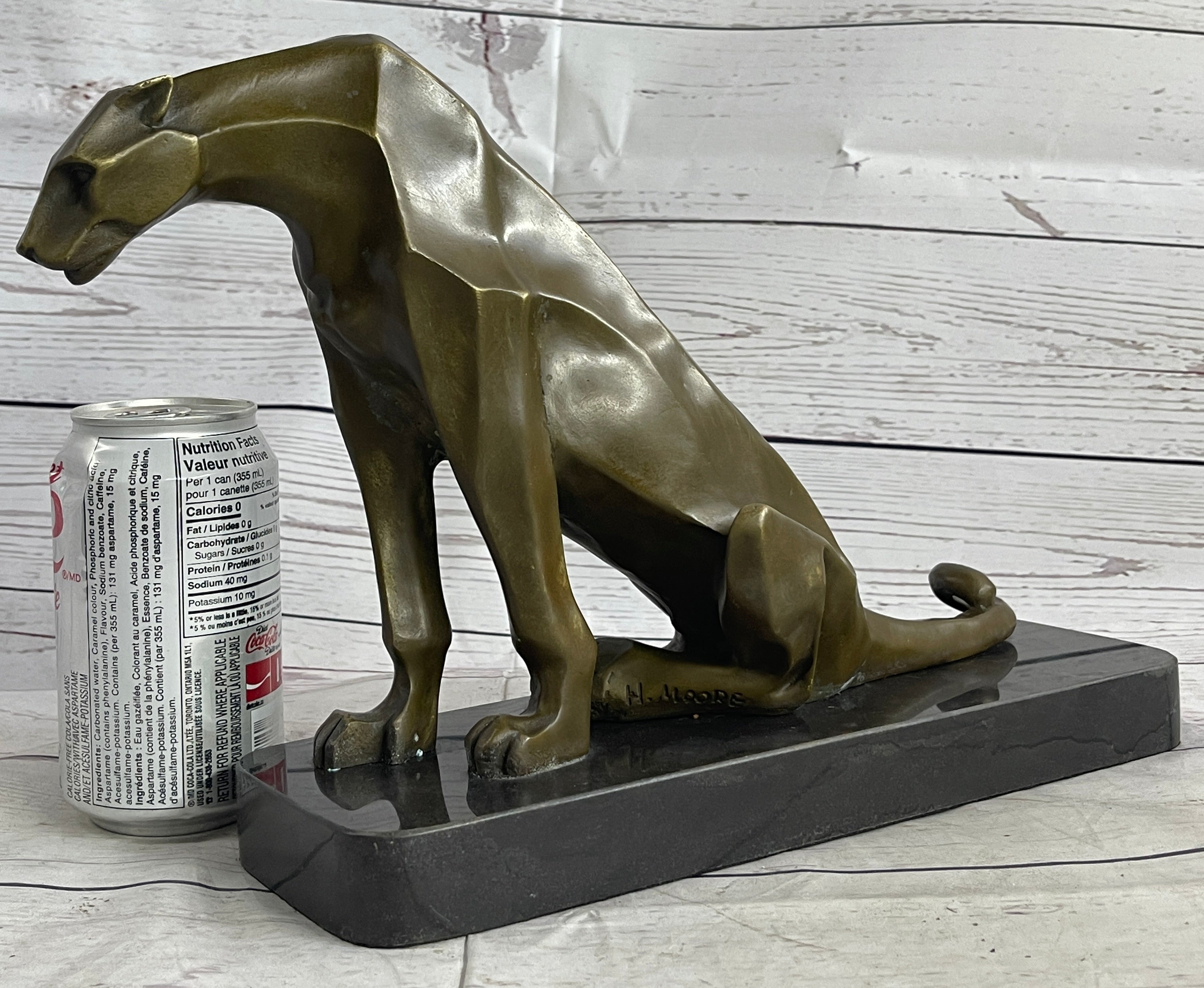 Henry Moore Abstract Jaguar Panther Cougar Lion Bronze Sculpture