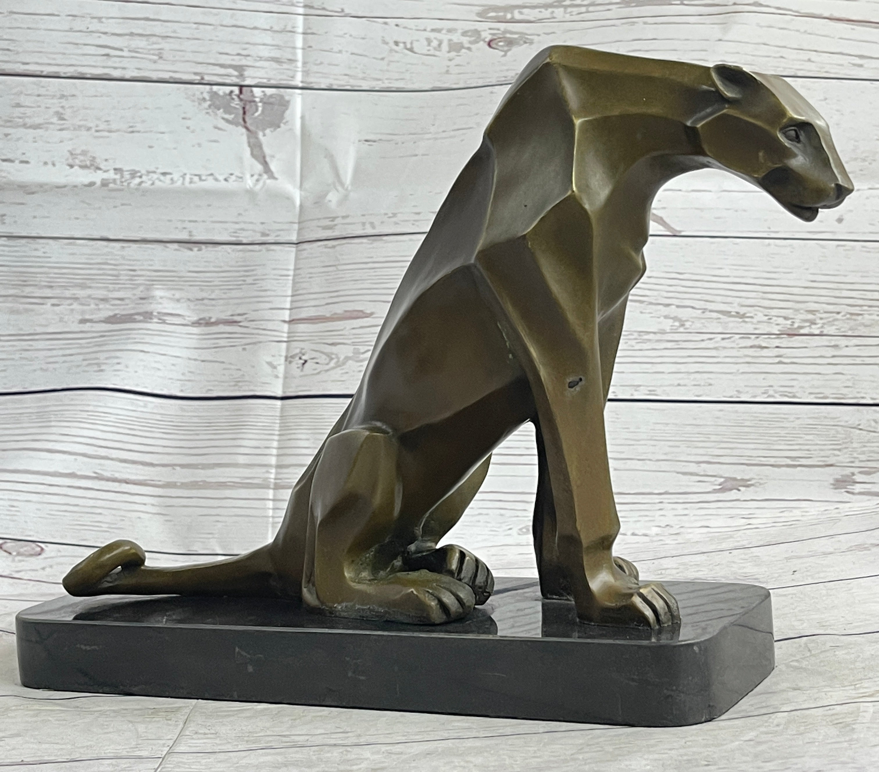 Henry Moore Abstract Jaguar Panther Cougar Lion Bronze Sculpture