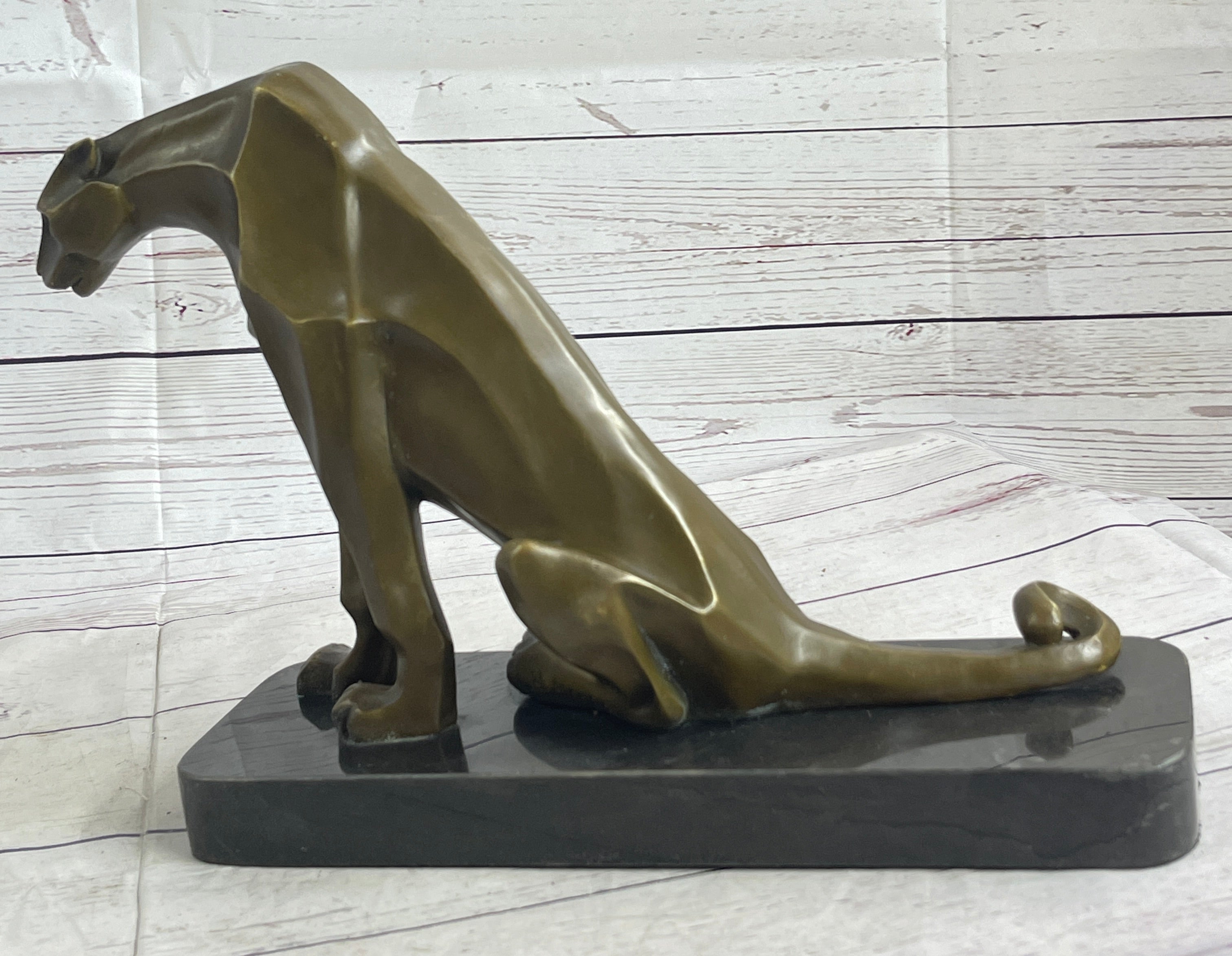 Henry Moore Abstract Jaguar Panther Cougar Lion Bronze Sculpture