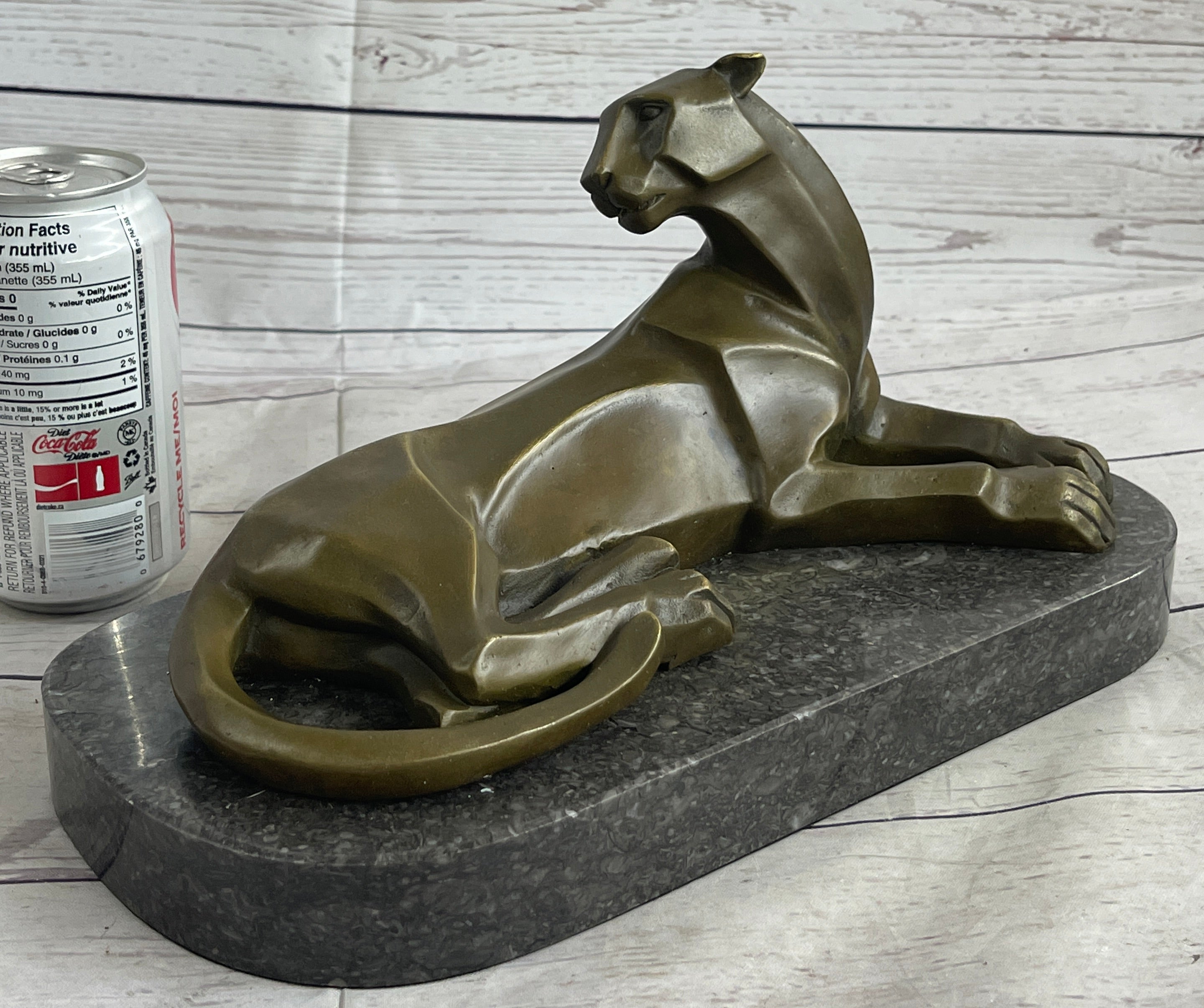 Henry Moore Mountain Lion Bronze Sculpture Marble Base