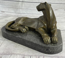 Henry Moore Mountain Lion Bronze Sculpture Marble Base