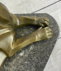 Henry Moore Mountain Lion Bronze Sculpture Marble Base