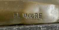 Henry Moore Mountain Lion Bronze Sculpture Marble Base