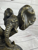 Elephant Family Abstract Bronze Bust Head Signed Modern Art 16" x 13"