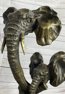 Elephant Family Abstract Bronze Bust Head Signed Modern Art 16" x 13"
