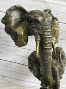 Elephant Family Abstract Bronze Bust Head Signed Modern Art 16" x 13"