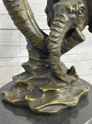 Elephant Family Abstract Bronze Bust Head Signed Modern Art 16" x 13"