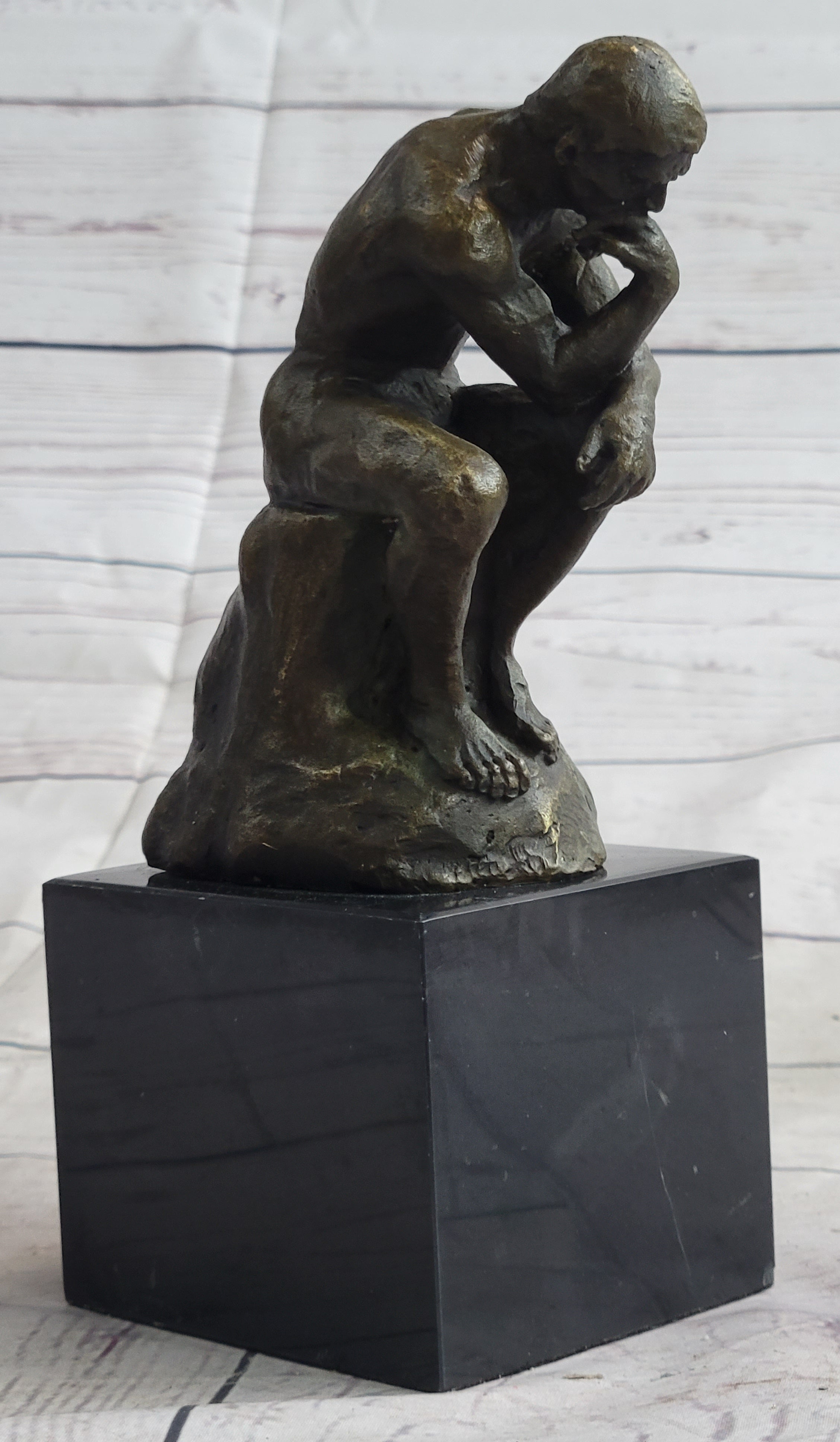 Rodin The Thinker Sculpture on Marble Base Replica