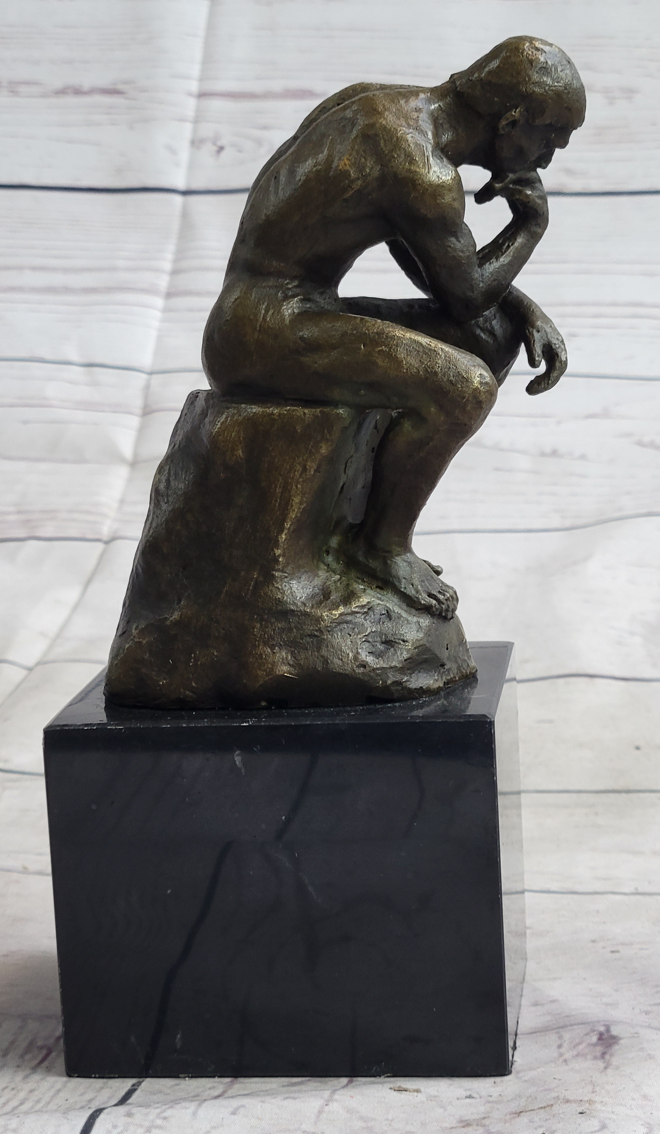 Rodin The Thinker Sculpture on Marble Base Replica