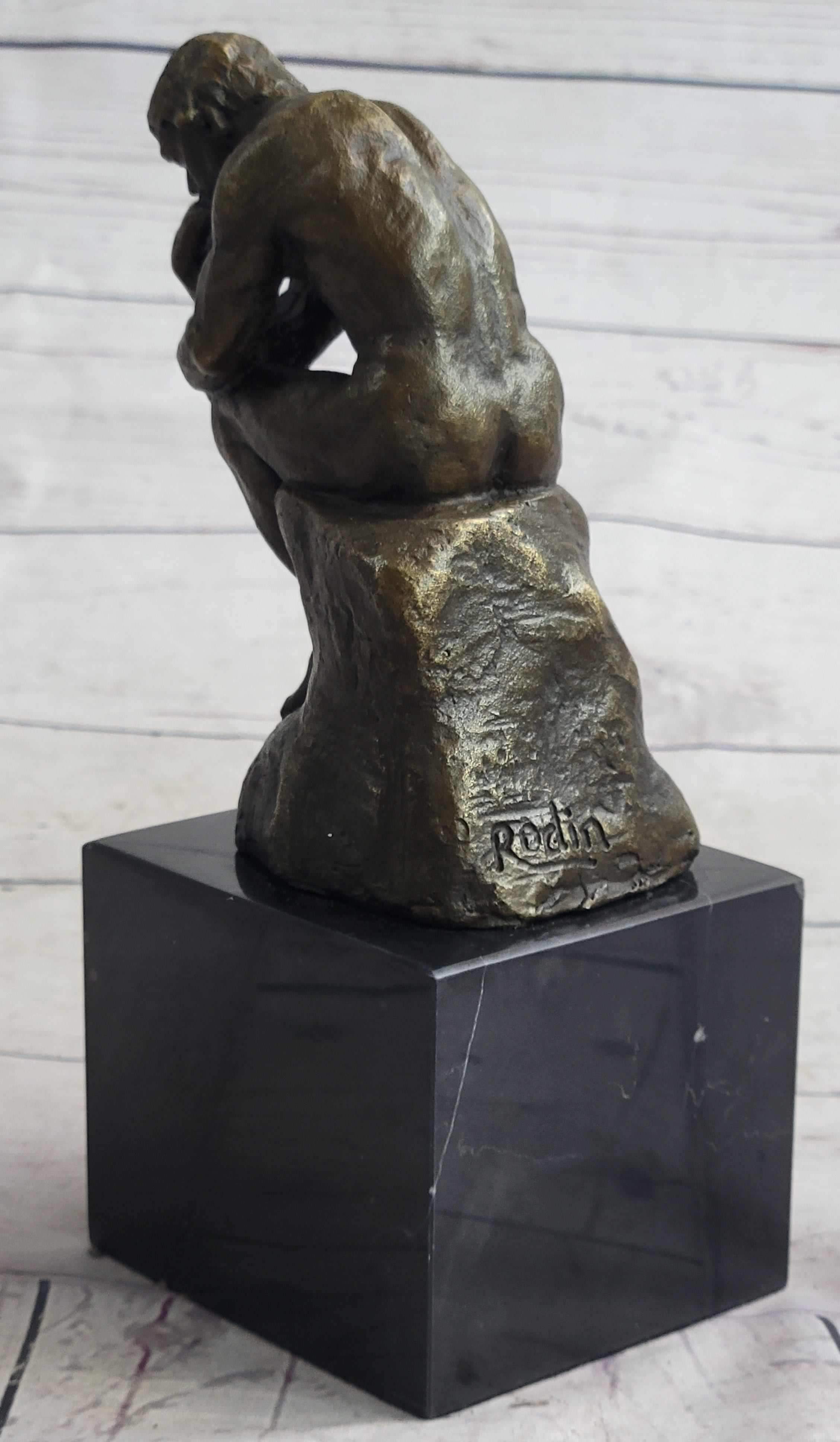Rodin The Thinker Sculpture on Marble Base Replica