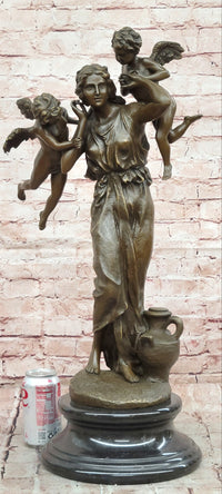 Angel Figurine Bronze Statue Myth Goddess Sculpture Home Decor Signed