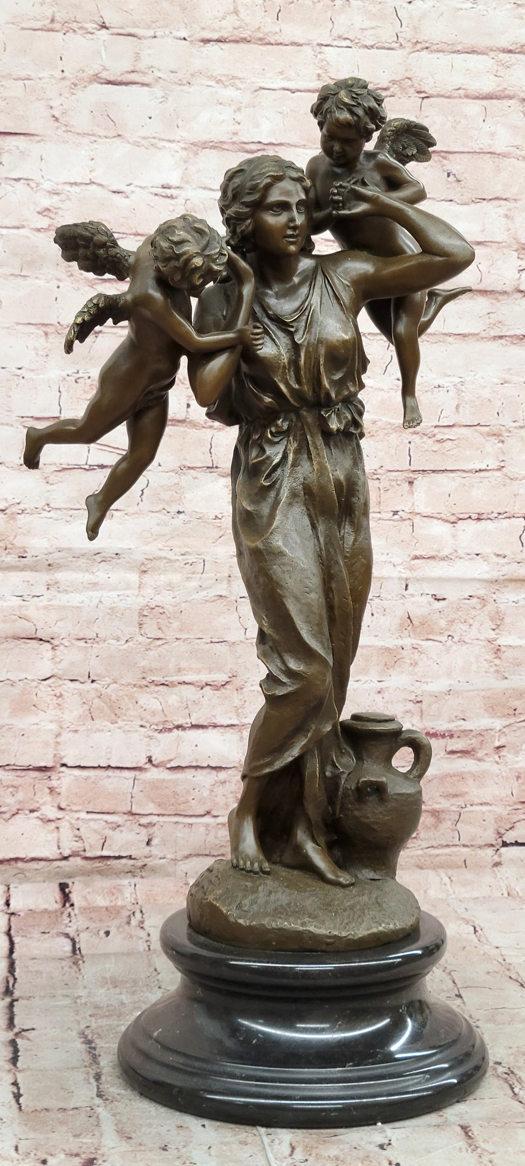 Angel Figurine Bronze Statue Myth Goddess Sculpture Home Decor Signed