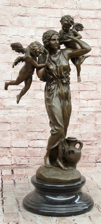 Angel Figurine Bronze Statue Myth Goddess Sculpture Home Decor Signed