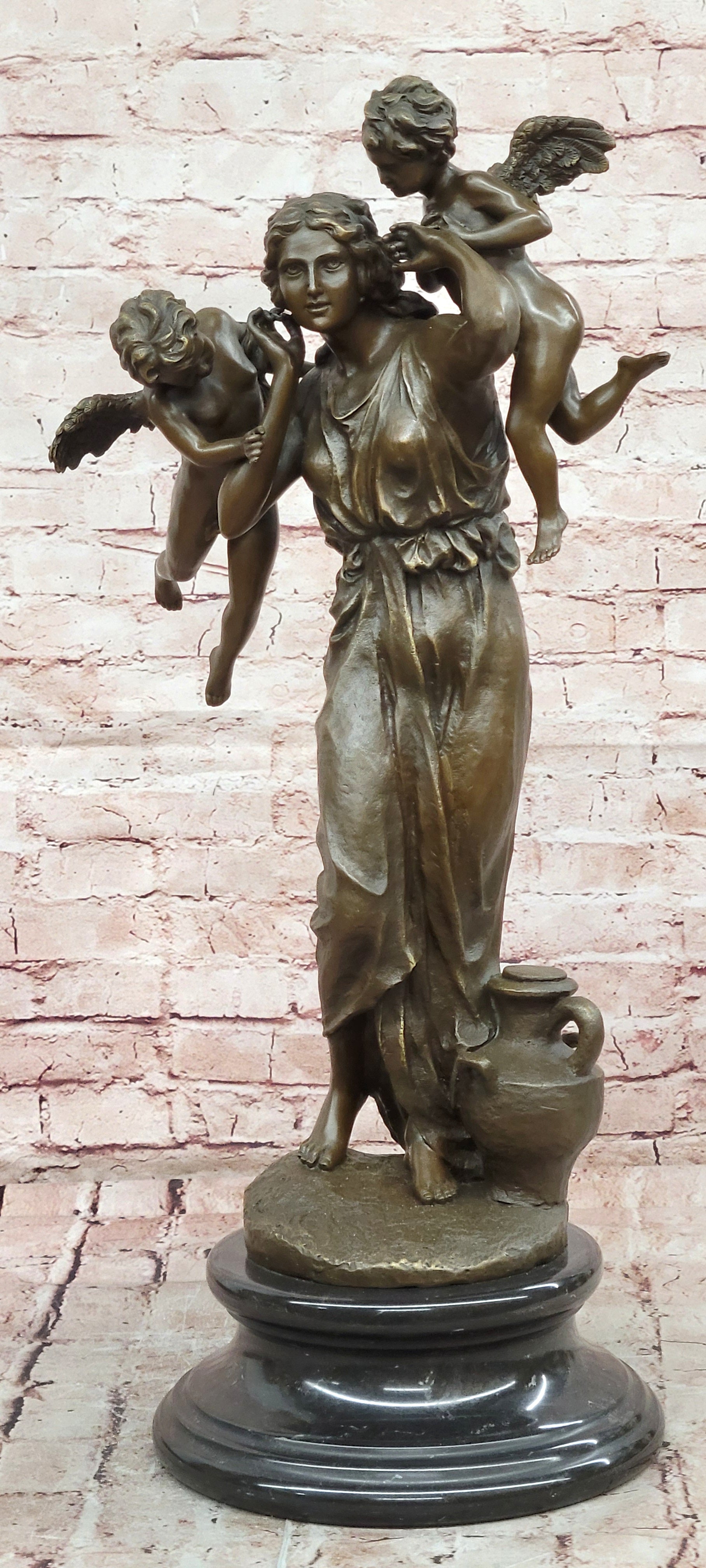 Angel Figurine Bronze Statue Myth Goddess Sculpture Home Decor Signed
