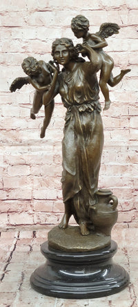 Angel Figurine Bronze Statue Myth Goddess Sculpture Home Decor Signed