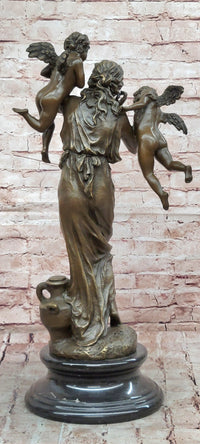 Angel Figurine Bronze Statue Myth Goddess Sculpture Home Decor Signed