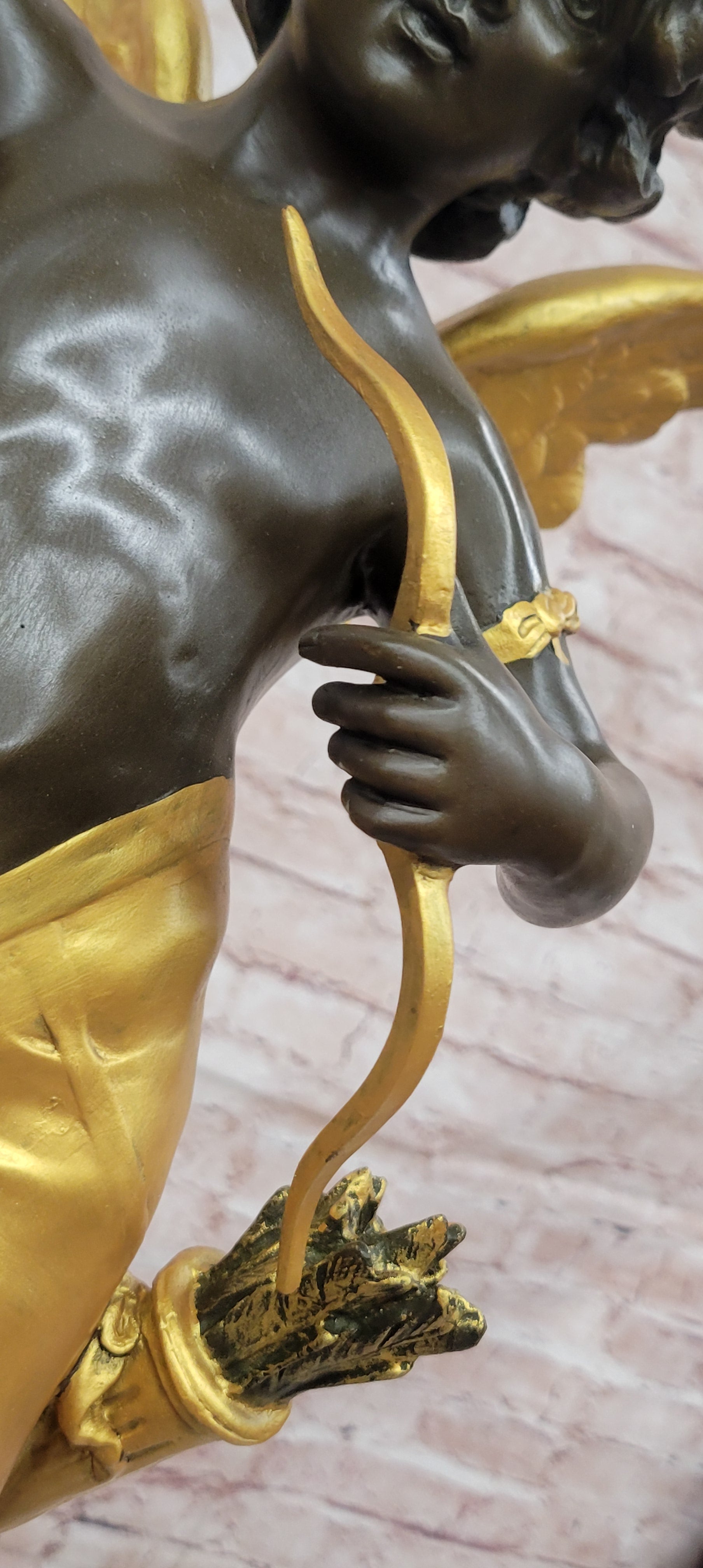 God of love Cupid Angel Statue Signed Moreau Genuine Bronze Sculpture